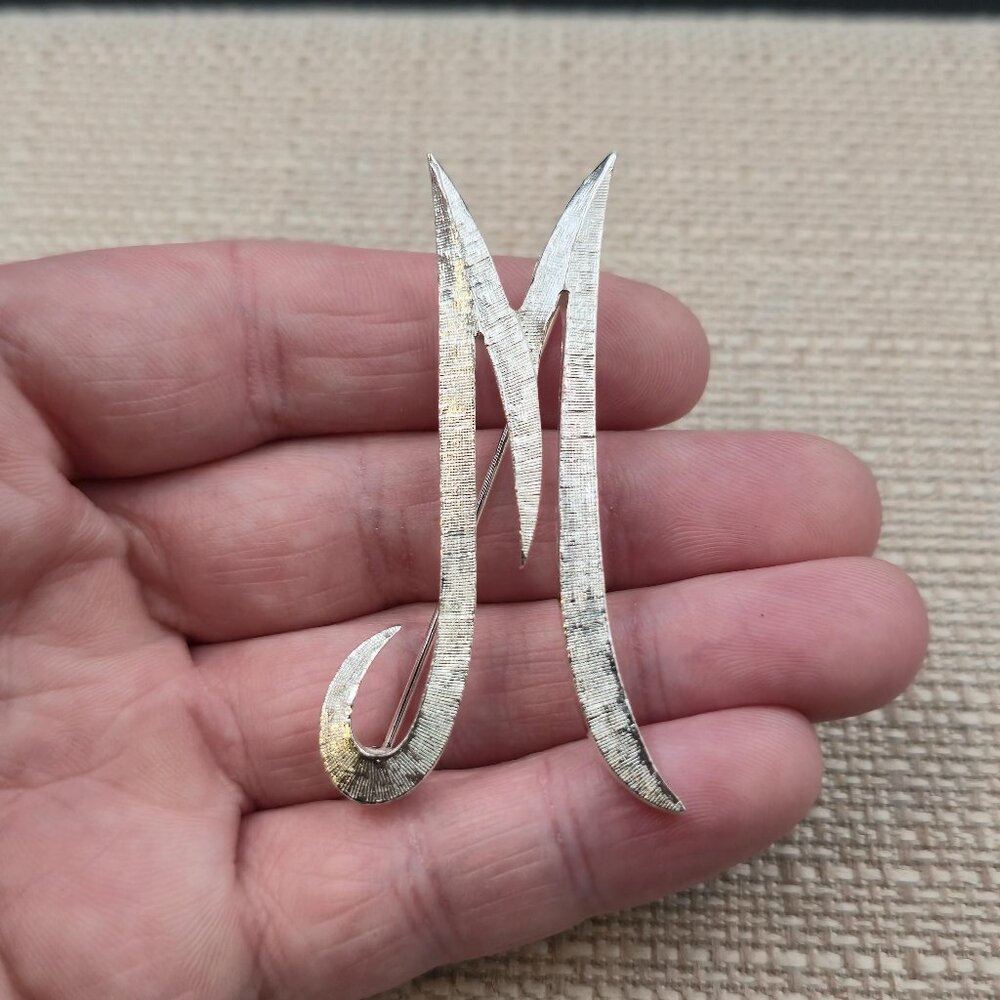 Large Letter M Name Pin Brooch B1003